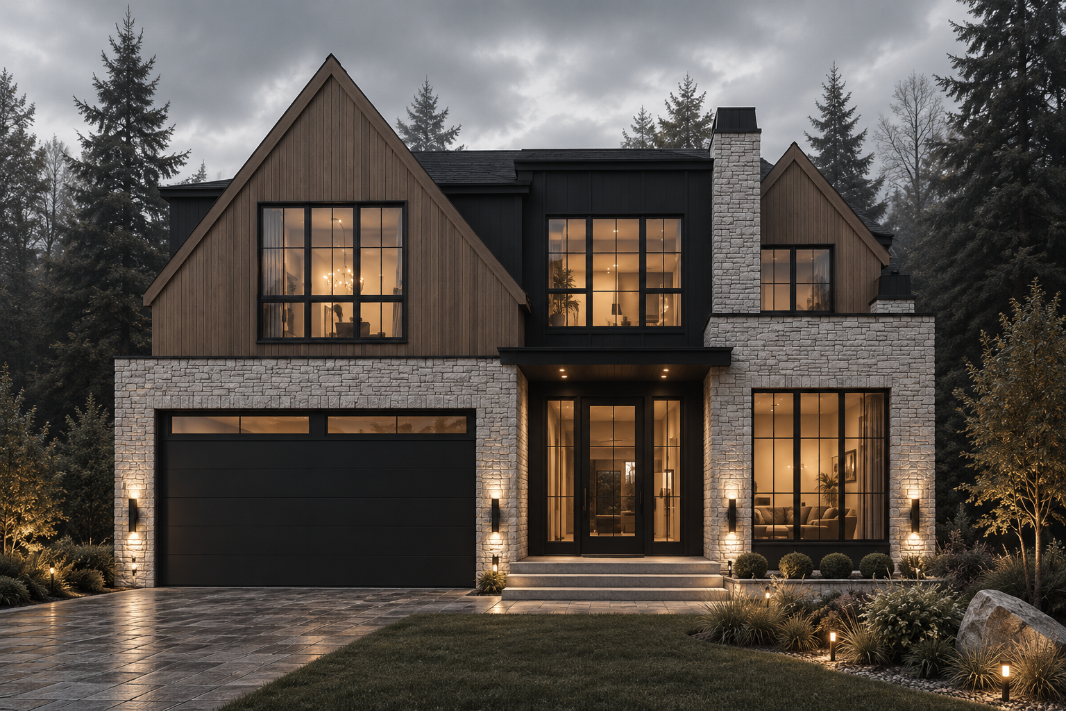 2908 13 Avenue NW — St Andrews Heights custom home rendering at dusk